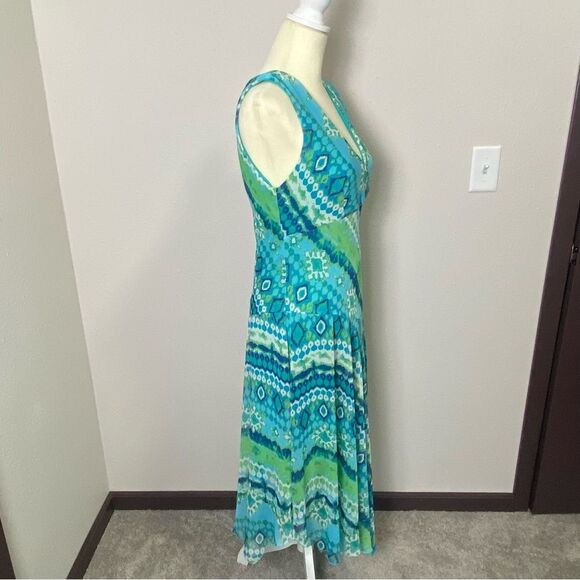 Vintage Y2K Dressbarn Asymmetrical Colorful Flowy Fairycore Midi Dress Size 10 - Picture 4 of 16